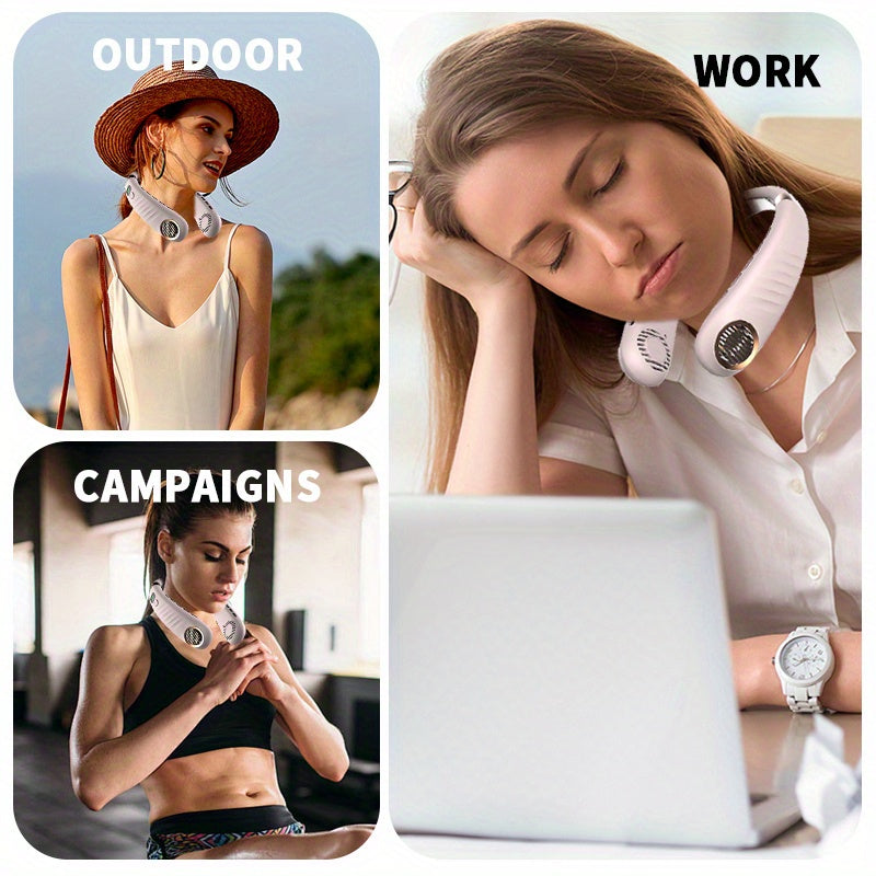 Портативный вентилятор для шеи с 5 скоростями, перезаряжаемый через USB, личный охлаждающий вентилятор