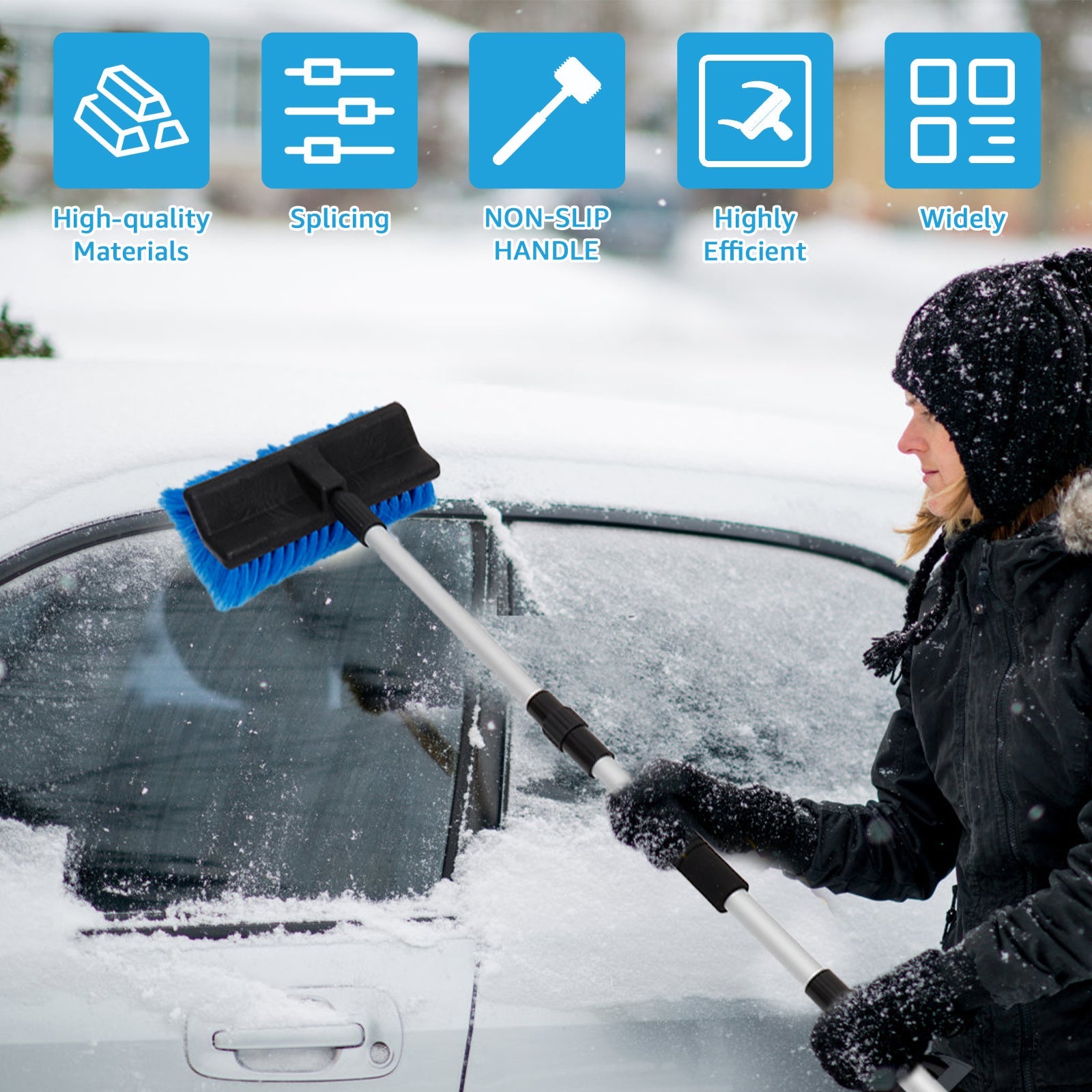 Adjustable Car Wash Mop with Soft Bristles and Quick Connect Water Flow