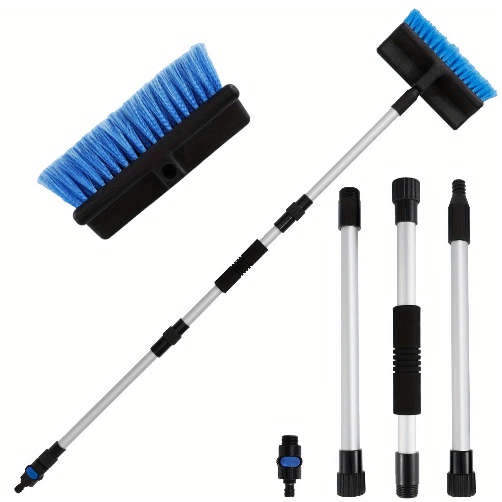 Adjustable Car Wash Mop with Soft Bristles and Quick Connect Water Flow