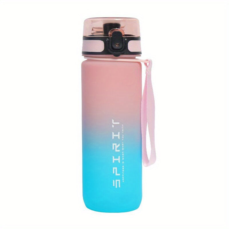Gradient Frosted Plastic Water Bottle with Strap Leak-Proof Large Capacity for Fitness and Students