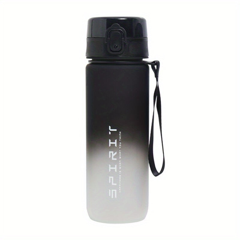 Gradient Frosted Plastic Water Bottle with Strap Leak-Proof Large Capacity for Fitness and Students