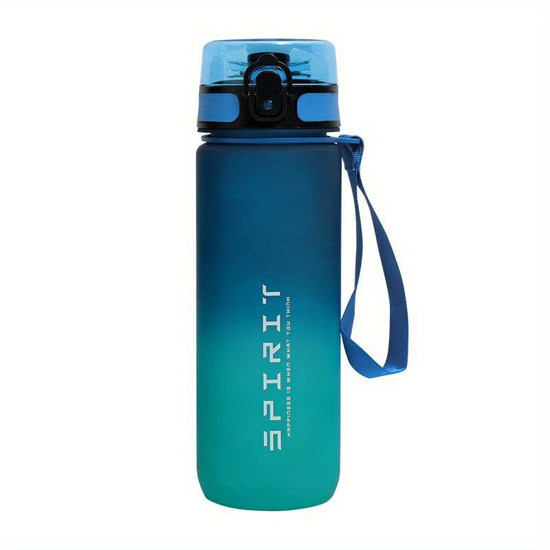 Gradient Frosted Plastic Water Bottle with Strap Leak-Proof Large Capacity for Fitness and Students