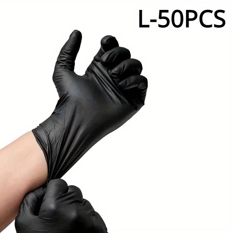 Pack of 100 Black Disposable Nitrile Gloves Latex-Free Powder-Free for Tattooing Manicures Salon