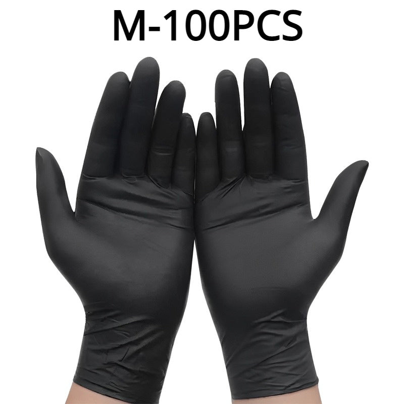 Pack of 100 Black Disposable Nitrile Gloves Latex-Free Powder-Free for Tattooing Manicures Salon