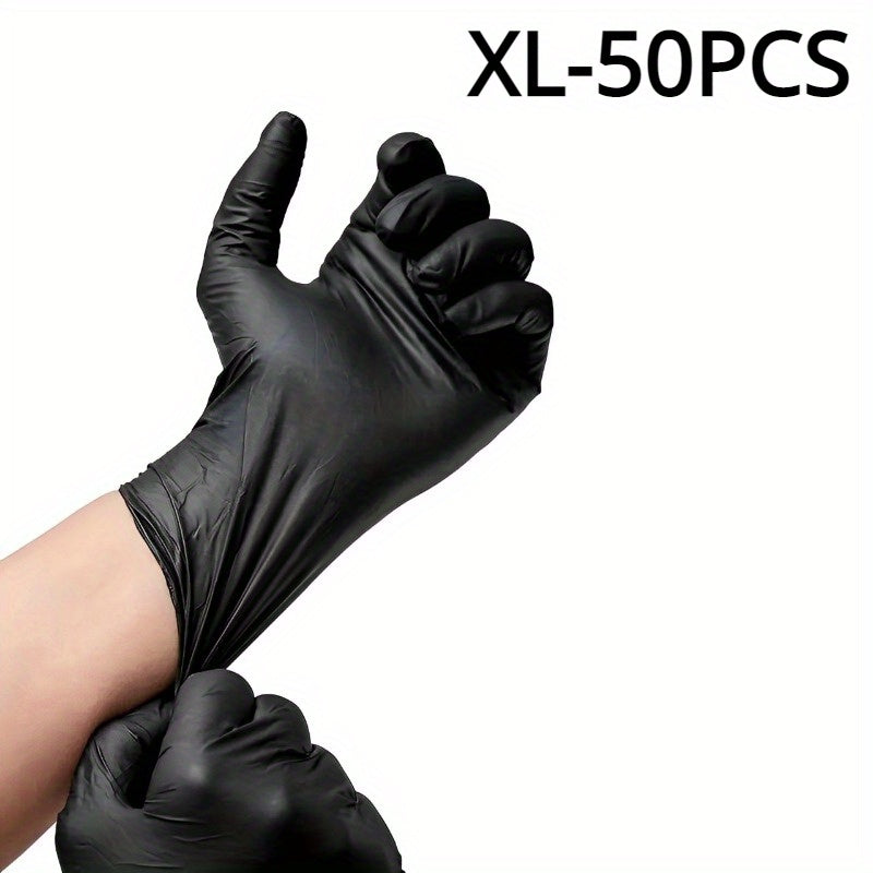 Pack of 100 Black Disposable Nitrile Gloves Latex-Free Powder-Free for Tattooing Manicures Salon