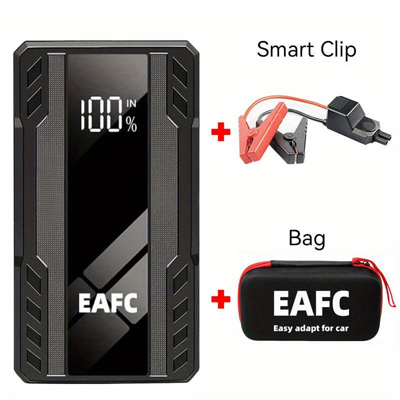 EAFC 1200A Portativ Avtomobilni Qayta Ishga Tushirish Qurilmasi, USB Type-C Bilan Zaryadlanadigan, LED Yoritish, Raqamli Ko'rsatkich 3.0L Benzin va Dizel Dvigatellari Uchun - Favqulodda Avtomobilni Ishga Tushirish Qurilmasi.