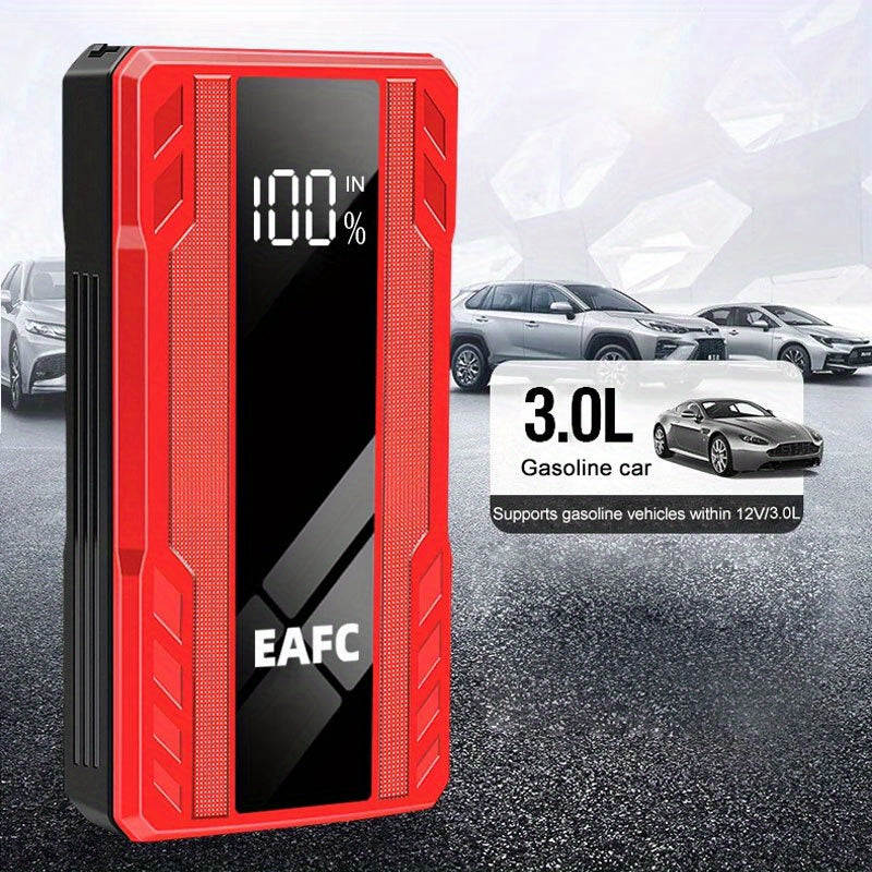 EAFC 1200A Portativ Avtomobilni Qayta Ishga Tushirish Qurilmasi, USB Type-C Bilan Zaryadlanadigan, LED Yoritish, Raqamli Ko'rsatkich 3.0L Benzin va Dizel Dvigatellari Uchun - Favqulodda Avtomobilni Ishga Tushirish Qurilmasi.