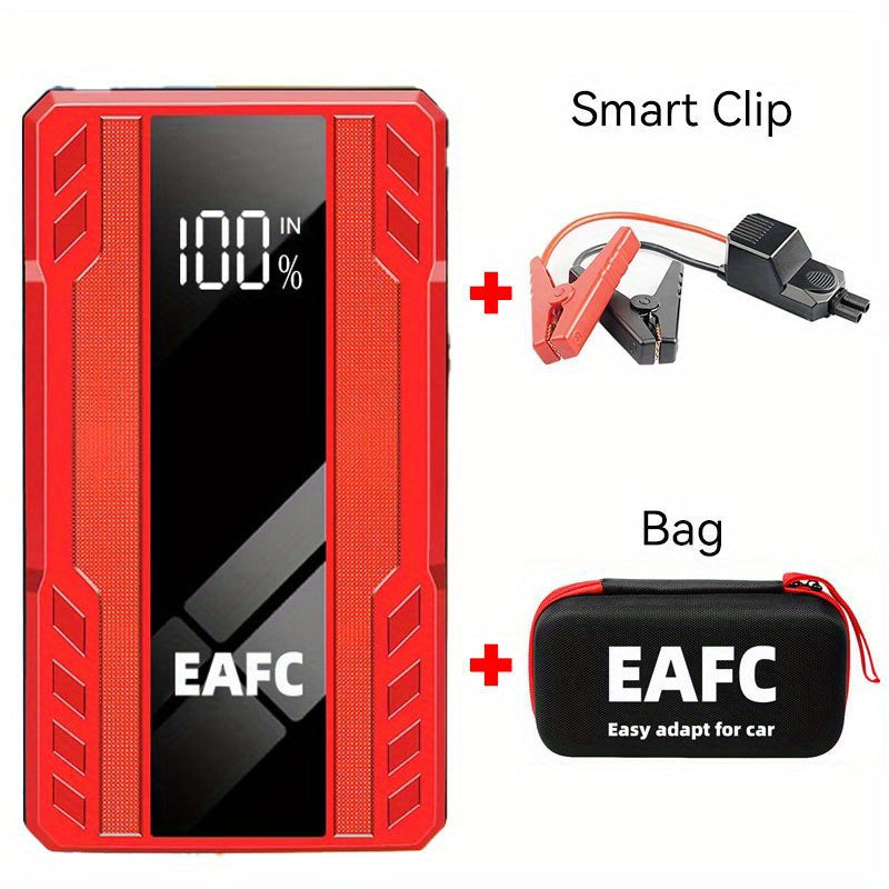 EAFC 1200A Portativ Avtomobilni Qayta Ishga Tushirish Qurilmasi, USB Type-C Bilan Zaryadlanadigan, LED Yoritish, Raqamli Ko'rsatkich 3.0L Benzin va Dizel Dvigatellari Uchun - Favqulodda Avtomobilni Ishga Tushirish Qurilmasi.