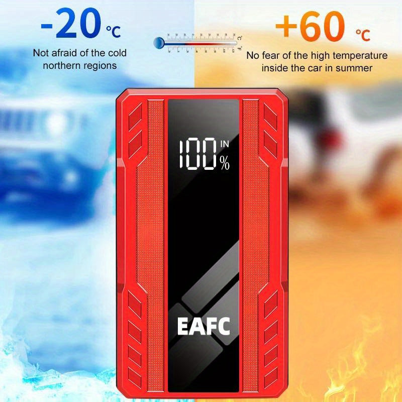 EAFC 1200A Portativ Avtomobilni Qayta Ishga Tushirish Qurilmasi, USB Type-C Bilan Zaryadlanadigan, LED Yoritish, Raqamli Ko'rsatkich 3.0L Benzin va Dizel Dvigatellari Uchun - Favqulodda Avtomobilni Ishga Tushirish Qurilmasi.