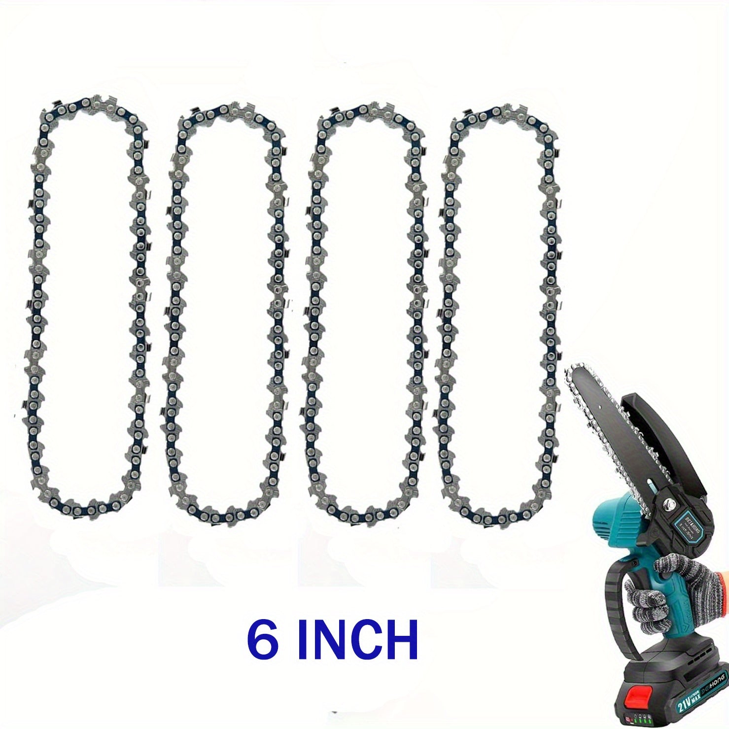 High-Carbon Steel Mini Chainsaw Chain 15.24cm Replacement for Cordless Electric Chainsaws