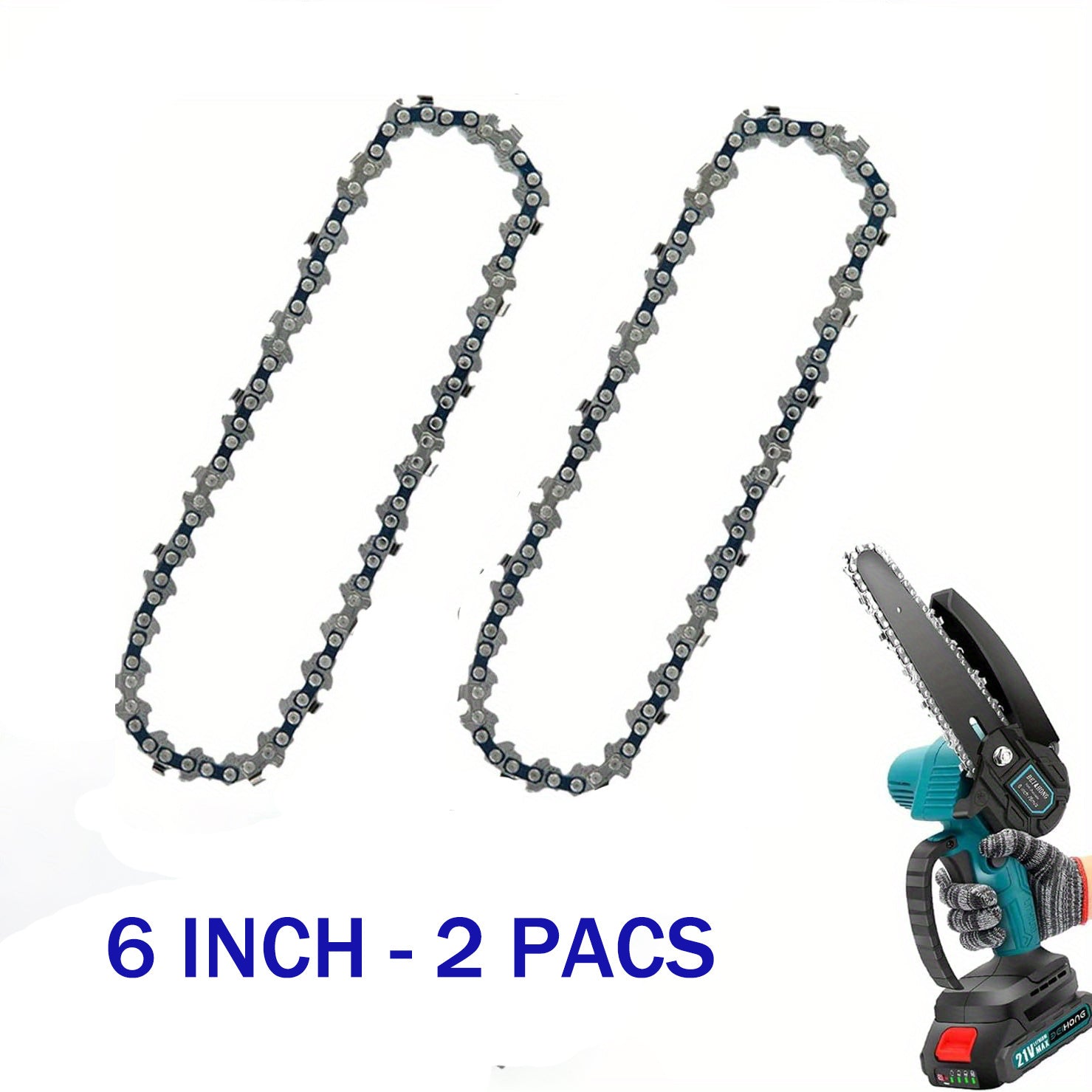 High-Carbon Steel Mini Chainsaw Chain 15.24cm Replacement for Cordless Electric Chainsaws