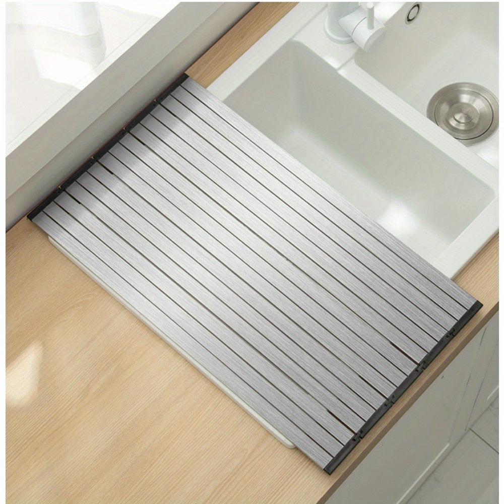 Stainless Steel Foldable Cutting Board with Drain Rack, Non-Slip, Double-Sided