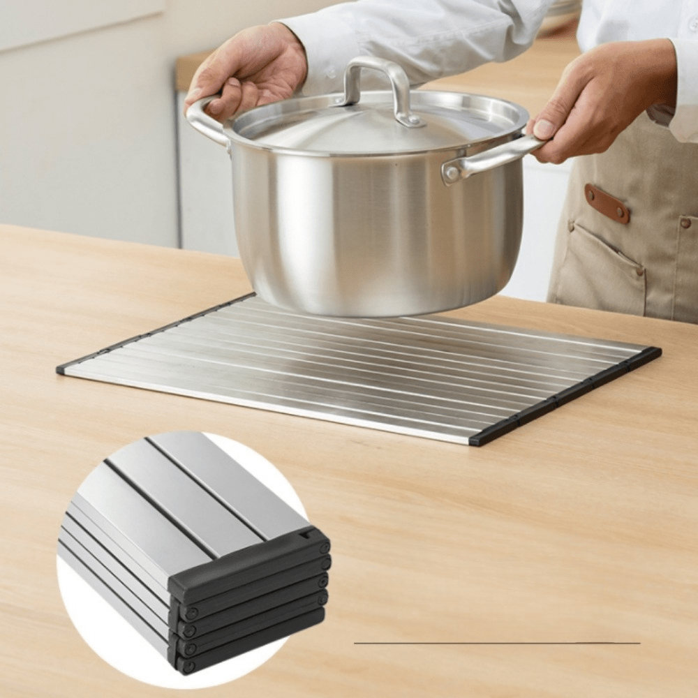 Stainless Steel Foldable Cutting Board with Drain Rack, Non-Slip, Double-Sided