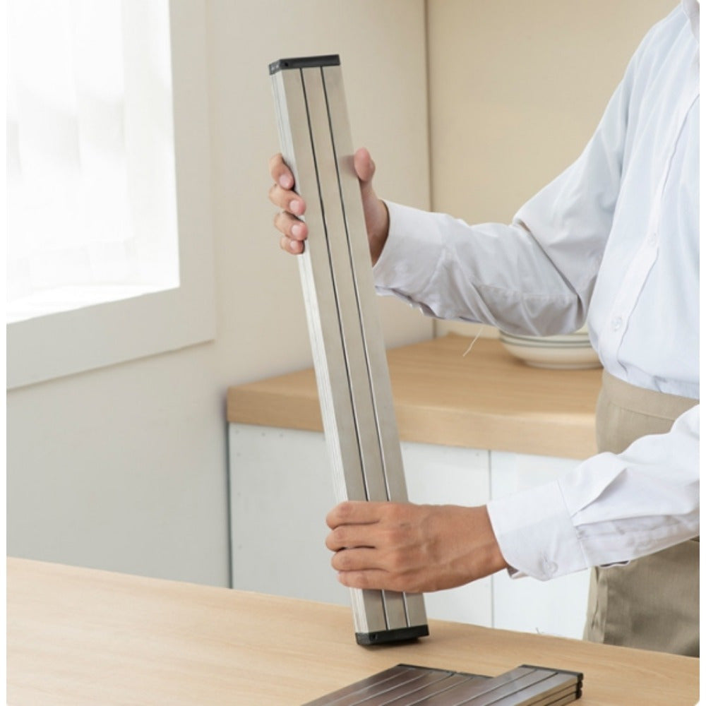 Stainless Steel Foldable Cutting Board with Drain Rack, Non-Slip, Double-Sided