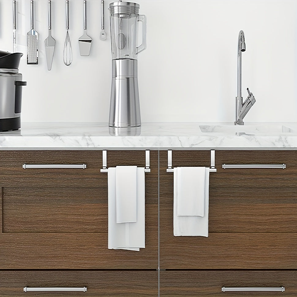 Stainless Steel Towel Rack Single Pole Organizer for Kitchen Bathroom Cabinets