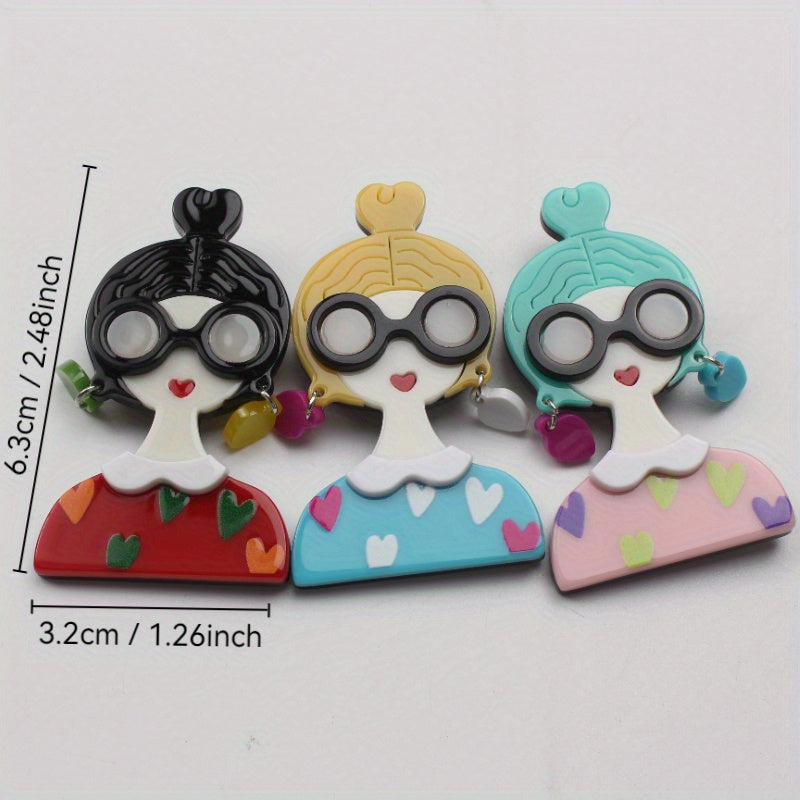 Elegant Acrylic Girl Brooch Pin Irregular Shape Fashion Accessory for Clothing Bags Hats