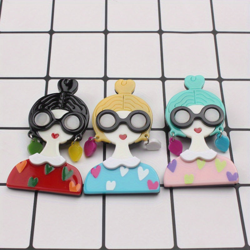 Elegant Acrylic Girl Brooch Pin Irregular Shape Fashion Accessory for Clothing Bags Hats