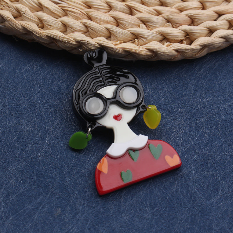Elegant Acrylic Girl Brooch Pin Irregular Shape Fashion Accessory for Clothing Bags Hats