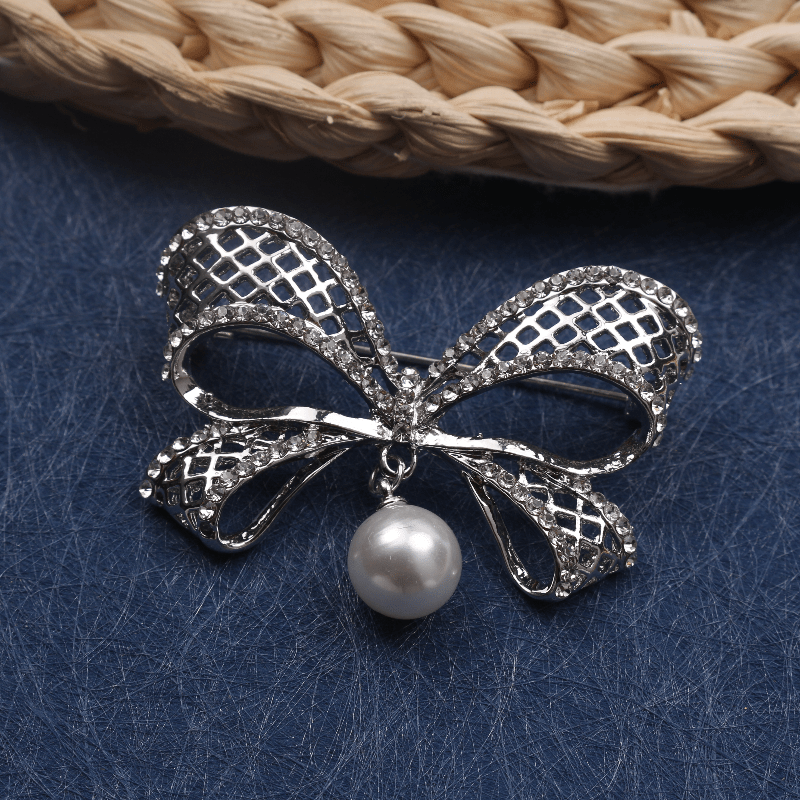 Broche de lazo de pedrería de forma irregular para ropa, bolsos y sombreros