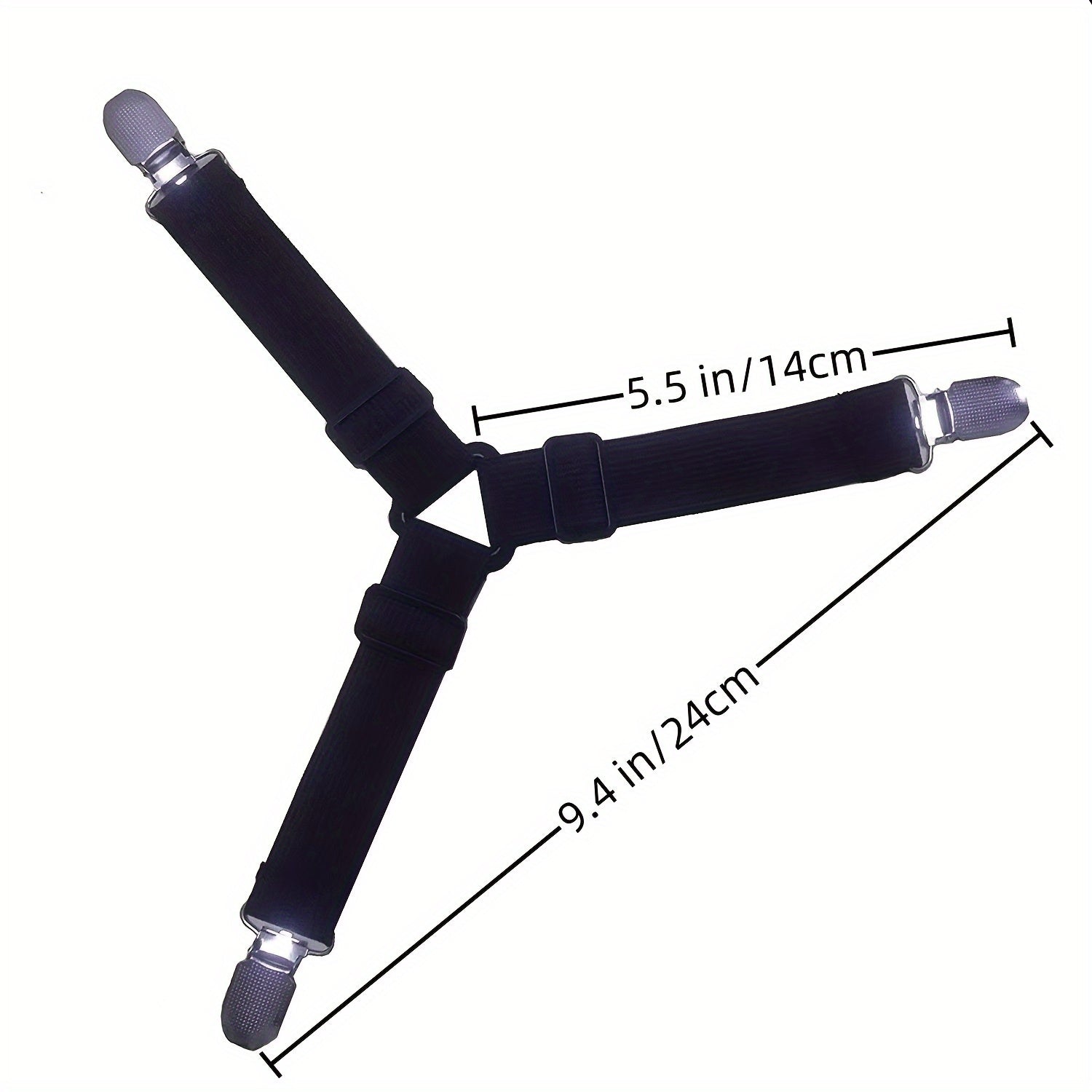 Set of 4 Nickel-Plated Bed Sheet Straps Adjustable Secure Bedding Hotel Home