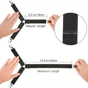 Set of 4 Nickel-Plated Bed Sheet Straps Adjustable Secure Bedding Hotel Home