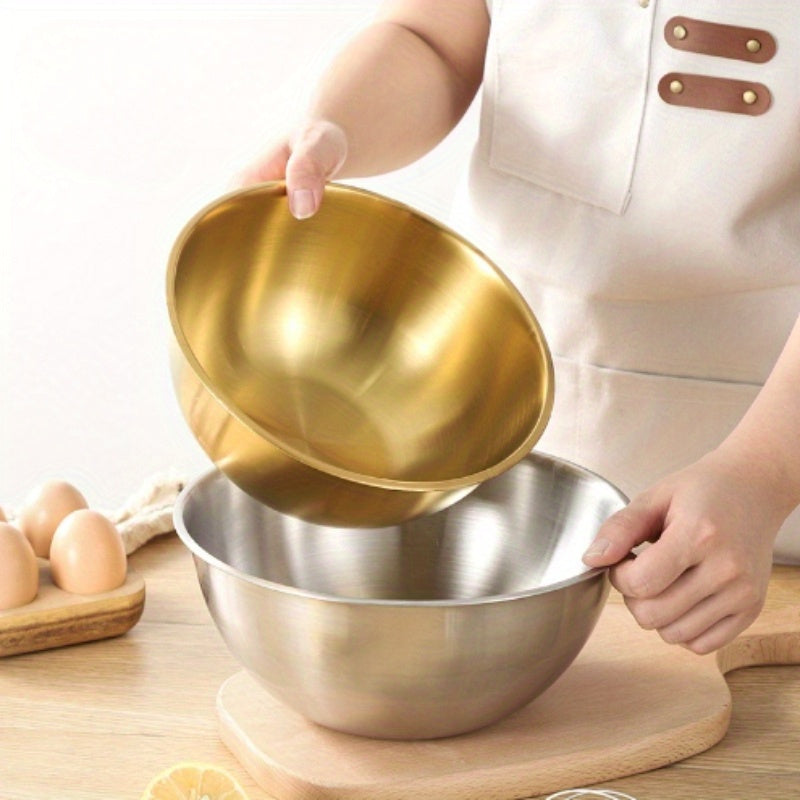 Set of 3 Stainless Steel Mixing Bowls Non-Slip Base Dishwasher Safe Kitchen Storage