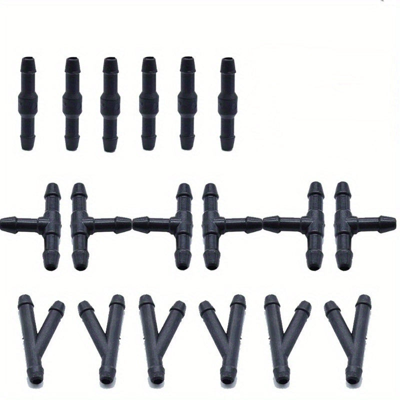 18pcs Windshield Washer Connector Kit 3-Way Hose Adapters for Air Water Fuel