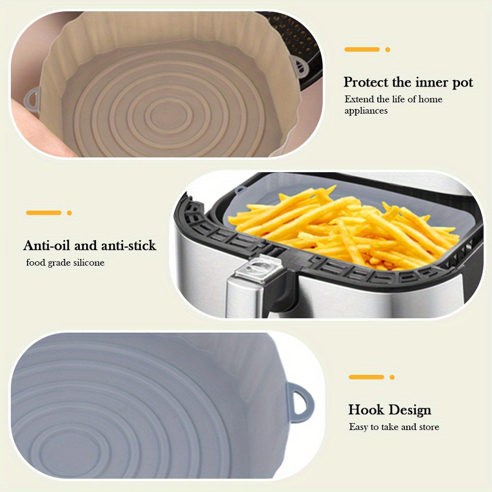 Set of 3 Silicone Air Fryer Liners Non-Stick Mats 18cm Baking Trays for Oven Cooking