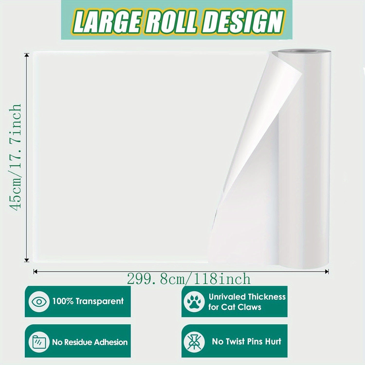 Self-Adhesive Cat Scratch Guard Furniture Protector Safe for Pets 45cm x 300cm