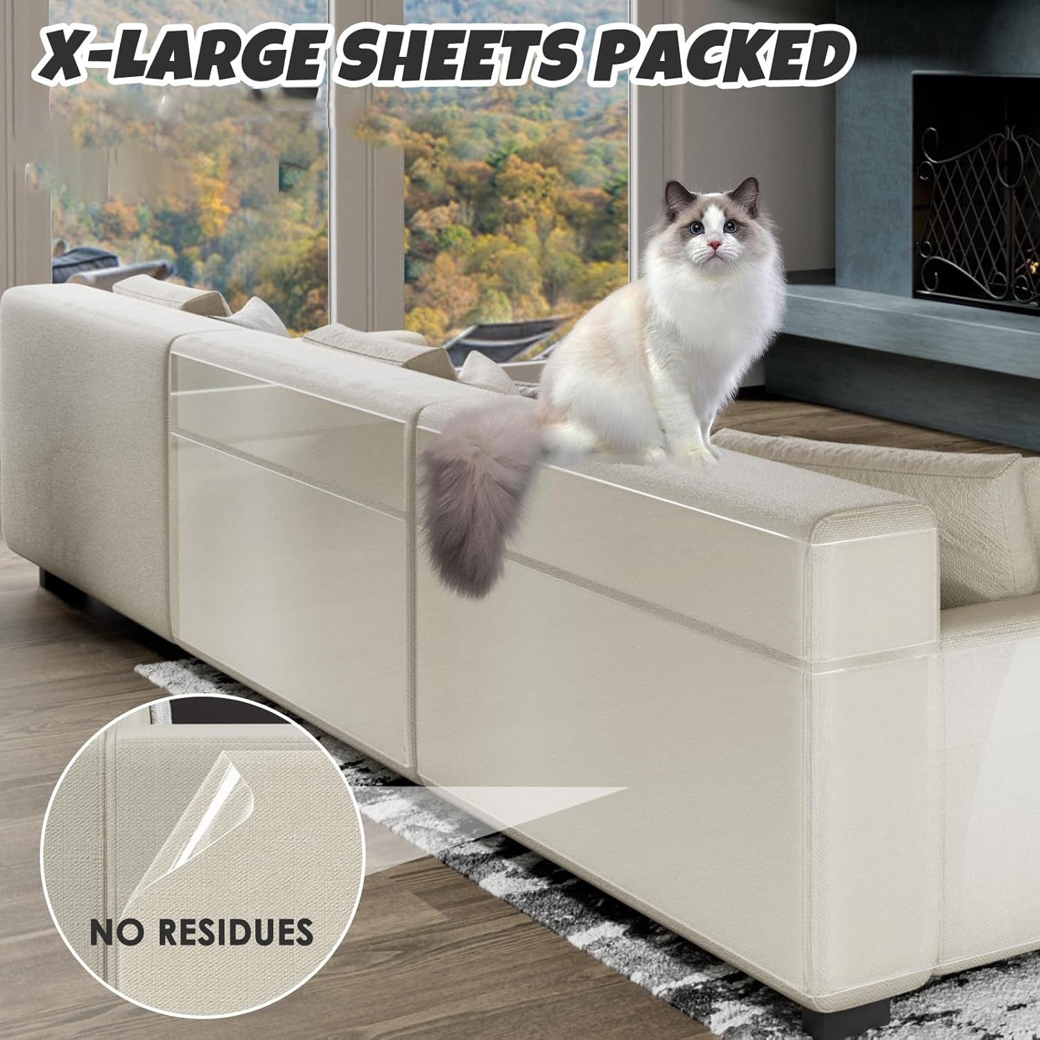 Self-Adhesive Cat Scratch Guard Furniture Protector Safe for Pets 45cm x 300cm