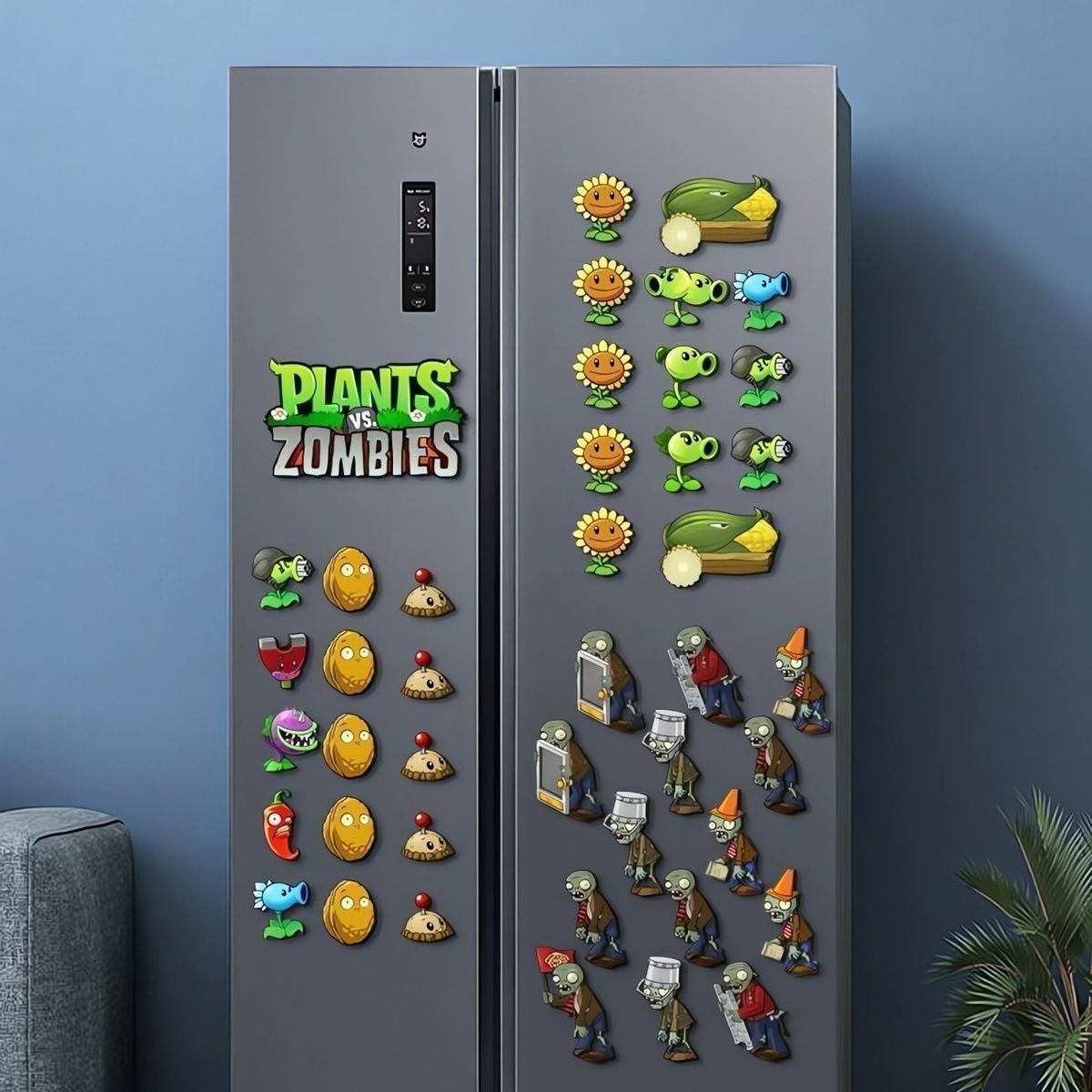 Set of 43 PVC Plants vs Zombies Magnetic Stickers with Strong Magnetic Adhesion