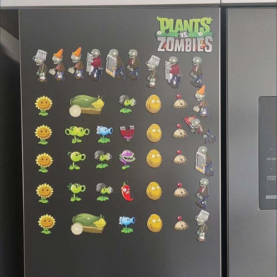 Set of 43 PVC Plants vs Zombies Magnetic Stickers with Strong Magnetic Adhesion