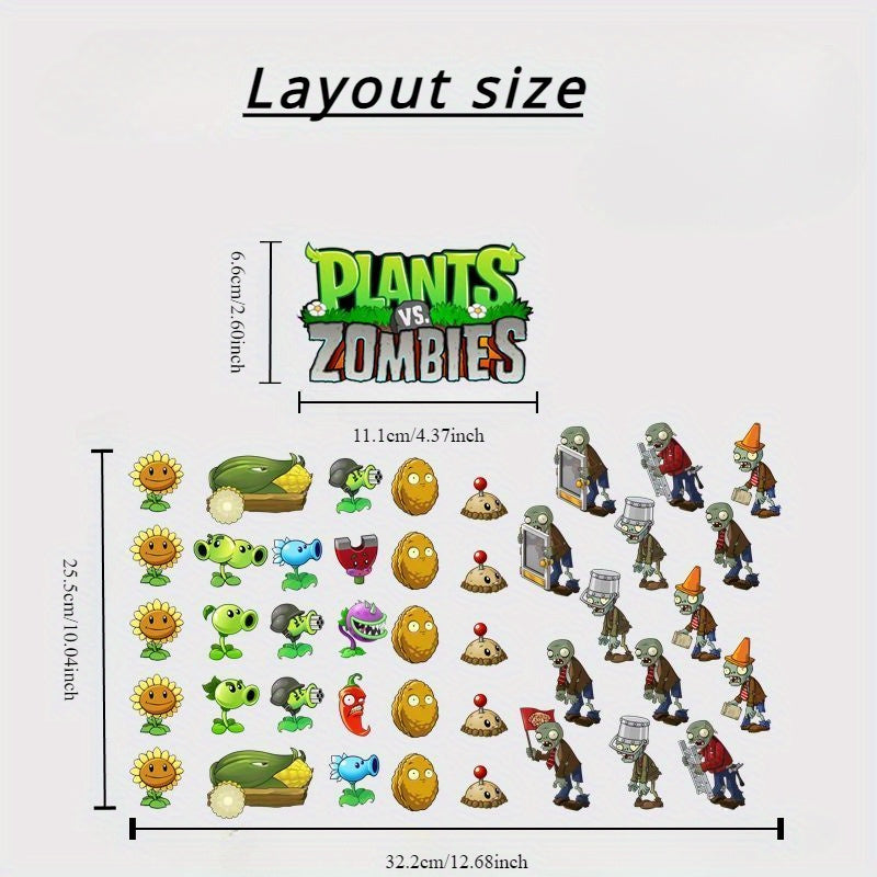 Set of 43 PVC Plants vs Zombies Magnetic Stickers with Strong Magnetic Adhesion