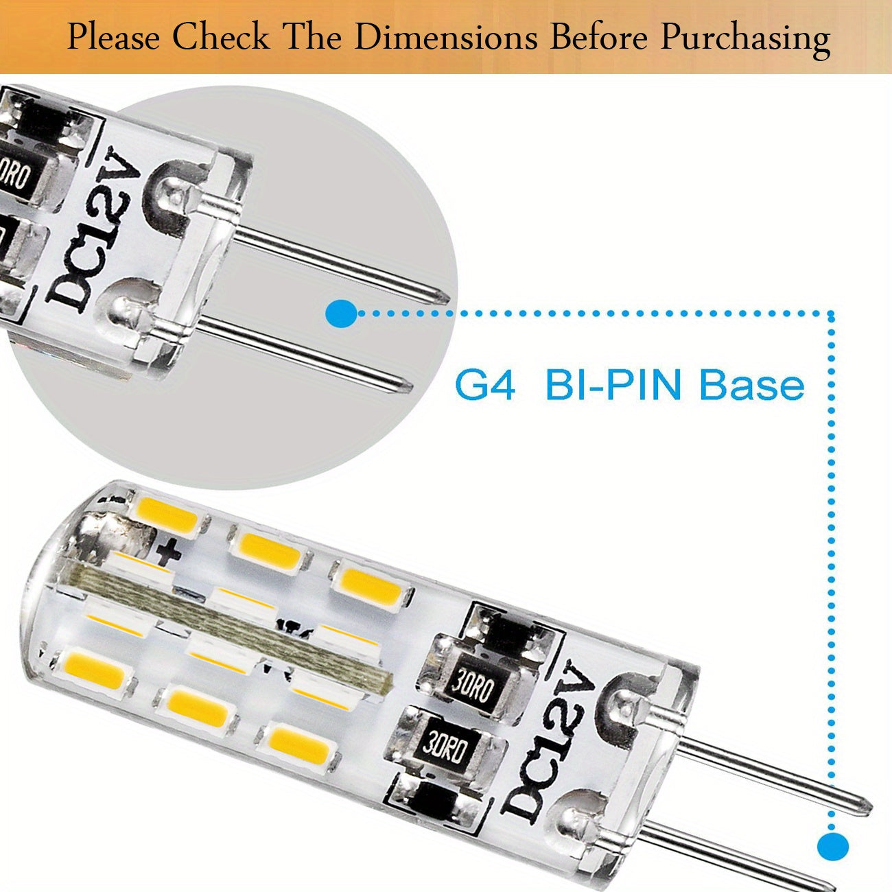 20 G4 LED Bulbs 1.5W DC 12V Warm Natural Cool White for Home Under Cabinet Lighting