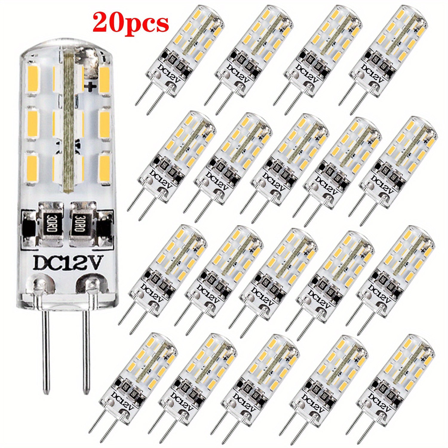 20 G4 LED Bulbs 1.5W DC 12V Warm Natural Cool White for Home Under Cabinet Lighting