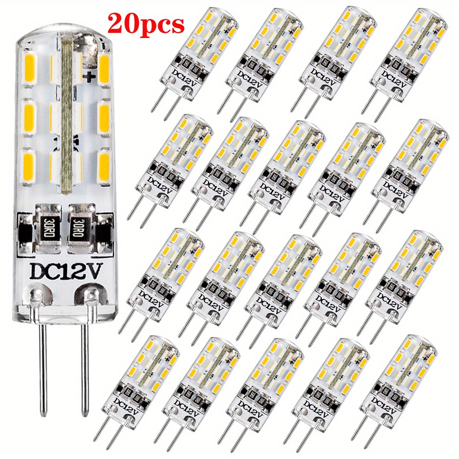 20 G4 LED Bulbs 1.5W DC 12V Warm Natural Cool White for Home Under Cabinet Lighting