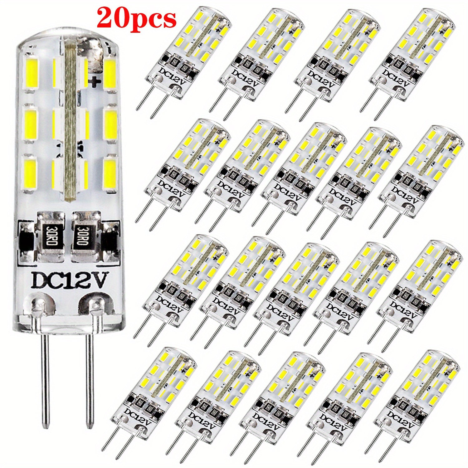 20 G4 LED Bulbs 1.5W DC 12V Warm Natural Cool White for Home Under Cabinet Lighting