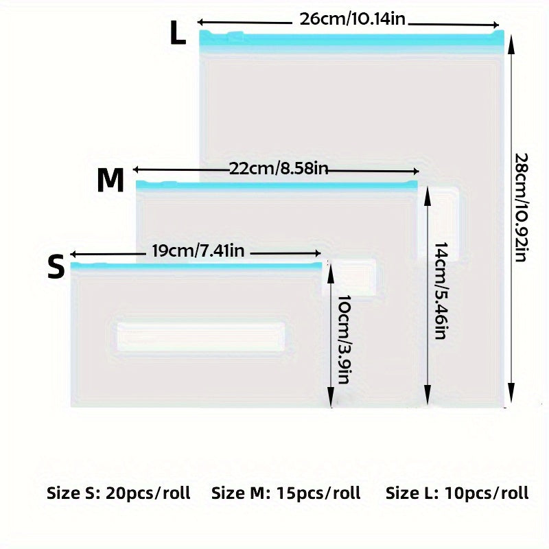 Food Storage Bags Set 45 Ziplock Reusable Fresh Fruit Vegetable Meat