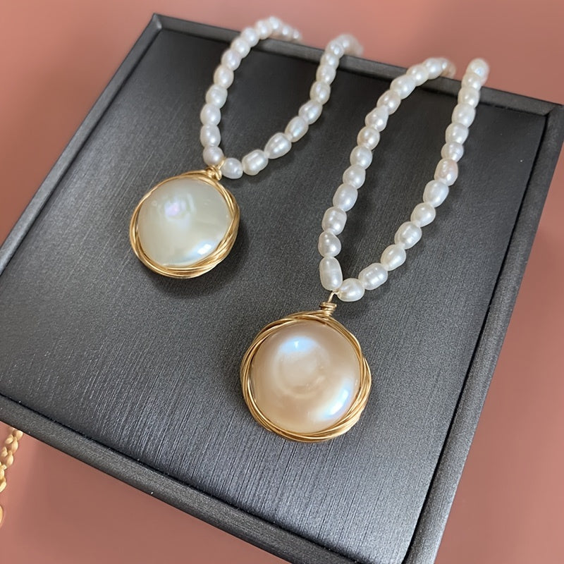 Zarif Shirin Su Pearl Zanjir va Quloq uzuklari, 14K Oltin Qoplama, Moslashuvchan Qisqich - Har kuni kiyish uchun va maxsus tadbirlar uchun ajoyib, mukammal Sevishganlar kuni sovg'asi