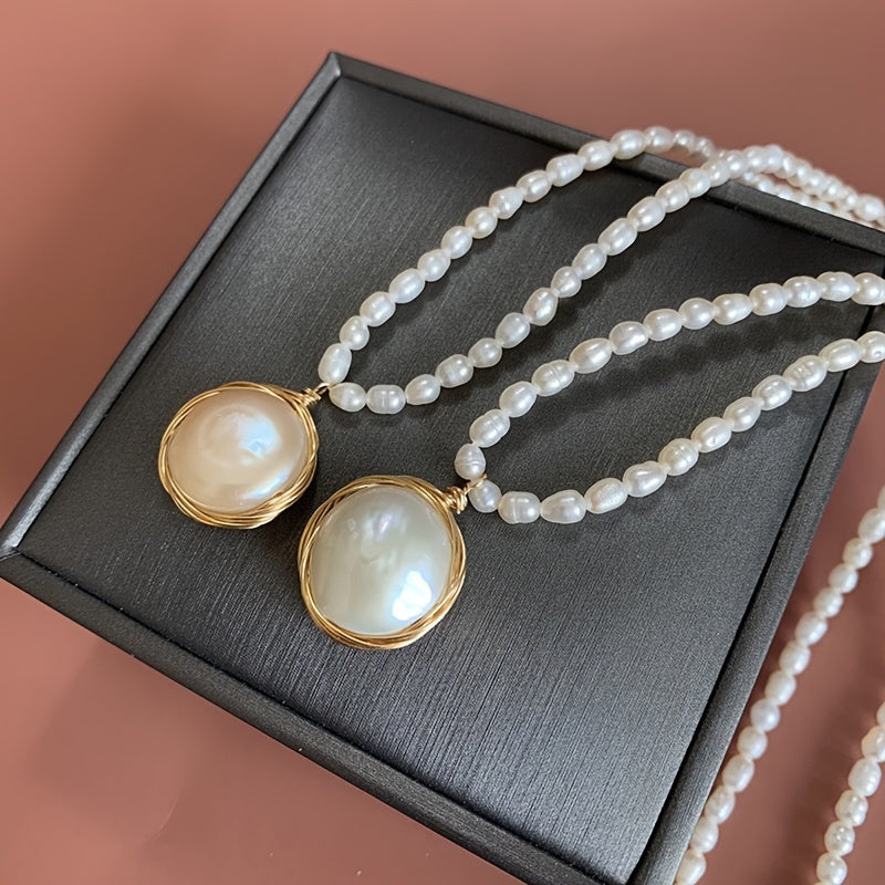 Zarif Shirin Su Pearl Zanjir va Quloq uzuklari, 14K Oltin Qoplama, Moslashuvchan Qisqich - Har kuni kiyish uchun va maxsus tadbirlar uchun ajoyib, mukammal Sevishganlar kuni sovg'asi