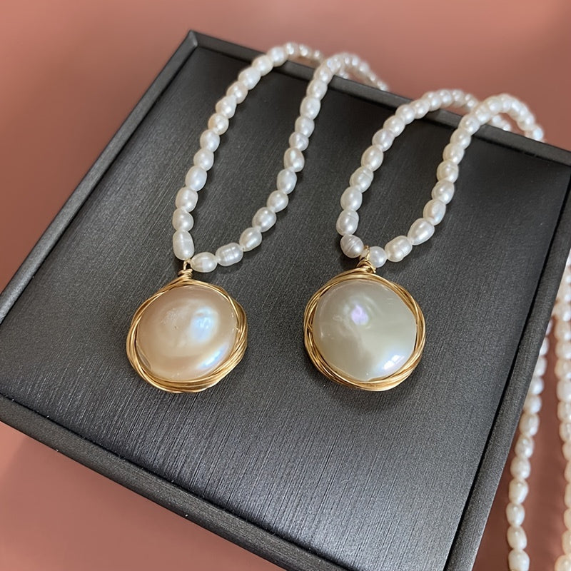 Zarif Shirin Su Pearl Zanjir va Quloq uzuklari, 14K Oltin Qoplama, Moslashuvchan Qisqich - Har kuni kiyish uchun va maxsus tadbirlar uchun ajoyib, mukammal Sevishganlar kuni sovg'asi