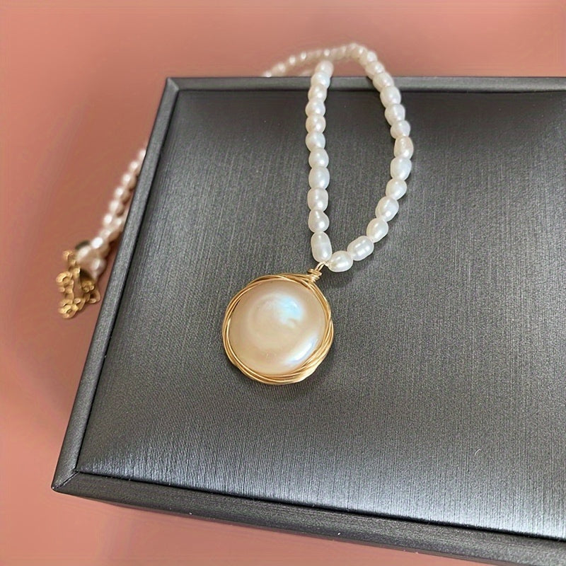 Zarif Shirin Su Pearl Zanjir va Quloq uzuklari, 14K Oltin Qoplama, Moslashuvchan Qisqich - Har kuni kiyish uchun va maxsus tadbirlar uchun ajoyib, mukammal Sevishganlar kuni sovg'asi