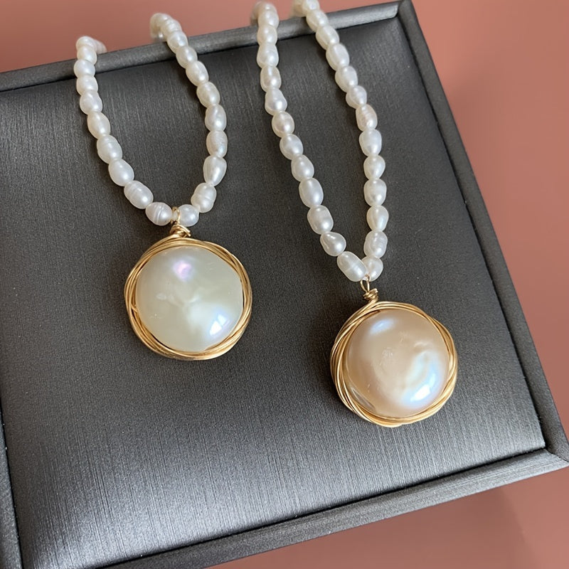 Zarif Shirin Su Pearl Zanjir va Quloq uzuklari, 14K Oltin Qoplama, Moslashuvchan Qisqich - Har kuni kiyish uchun va maxsus tadbirlar uchun ajoyib, mukammal Sevishganlar kuni sovg'asi