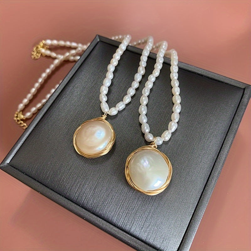 Zarif Shirin Su Pearl Zanjir va Quloq uzuklari, 14K Oltin Qoplama, Moslashuvchan Qisqich - Har kuni kiyish uchun va maxsus tadbirlar uchun ajoyib, mukammal Sevishganlar kuni sovg'asi