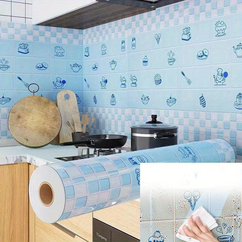 Waterproof Kitchen Protection Sticker Roll Self-Adhesive Oil Heat Resistant for Stoves Cabinets Tiles