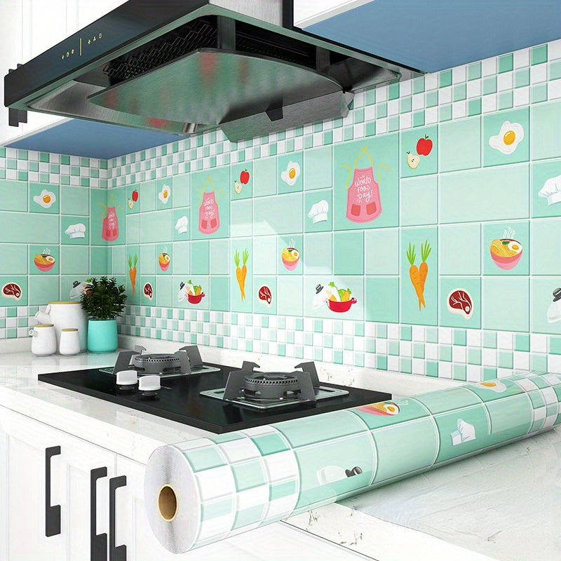 Waterproof Kitchen Protection Sticker Roll Self-Adhesive Oil Heat Resistant for Stoves Cabinets Tiles