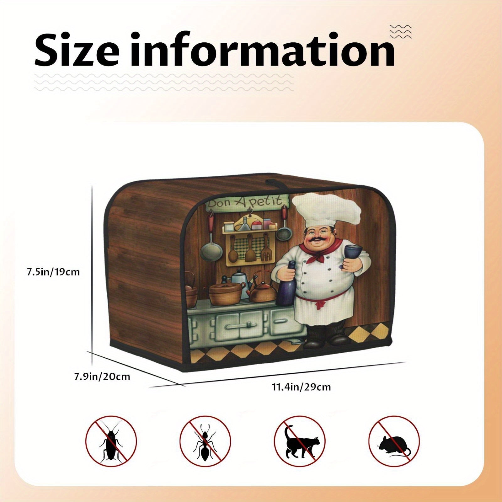 Reversible Washable Toaster Cover for 2-Slice Toasters and Small Appliances