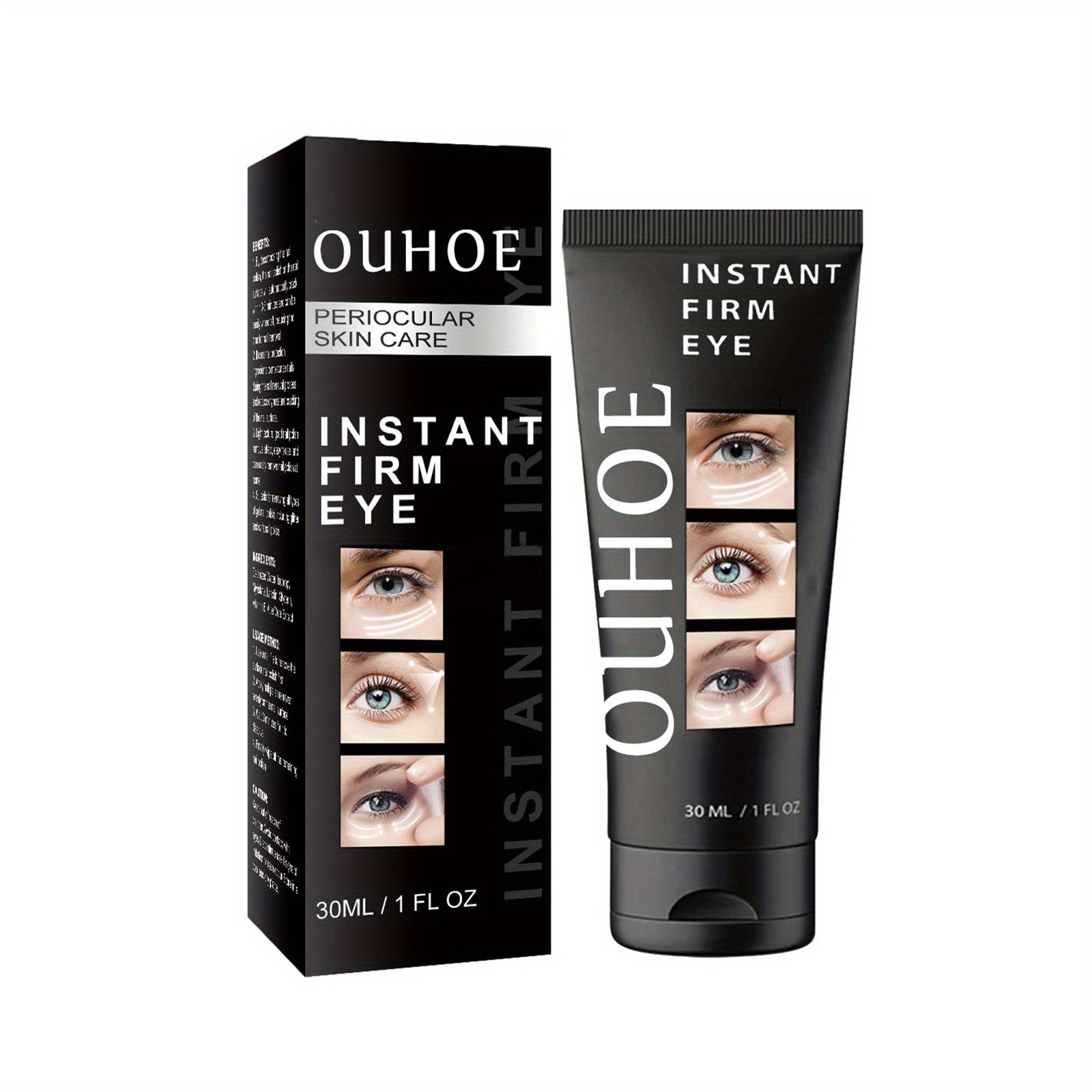 OUHOE Instant Eye Tightener Cream barcha teri turlari uchun. Niacinamide va Gialuron kislotasi bilan mustahkamlovchi va namlantiruvchi. Hidi yo'q, ko'z konturini va namlik darajasini oshiradi, kundalik foydalanish uchun.