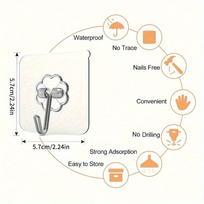 Ganchos adhesivos transparentes y sin costuras para colgar en paredes y azulejos, multifuncionales, pack de 30