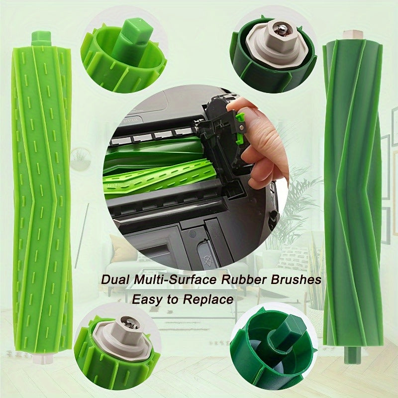 "Vakuum tozalagich aksessuarlari - iRobot modellari I3, I4, I6, I7, I8, Plus seriyalari va E5, E6, E7 bilan mos keladigan 10 dona ko'p qirrali kauchuk HEPA filtrlar va yon cho'tkalar"